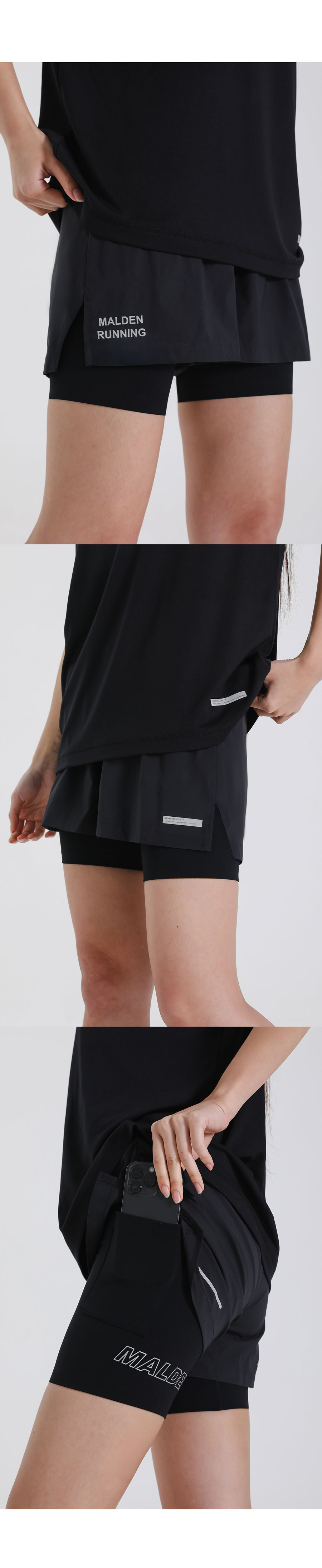 WOMEN REFLECTIVE 2IN1 RUNNING SHORTS 