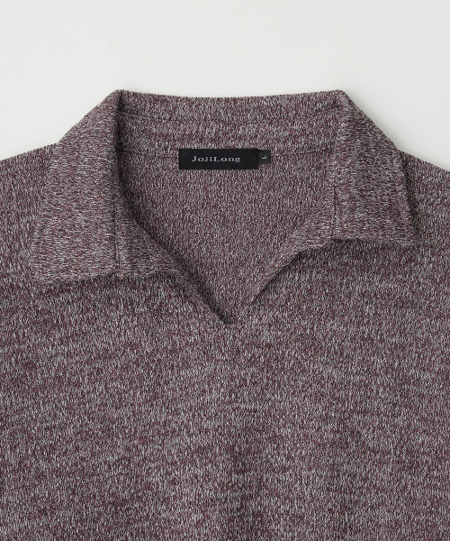 JN318 Herringbone Knit Pullover - WINE MELANGE