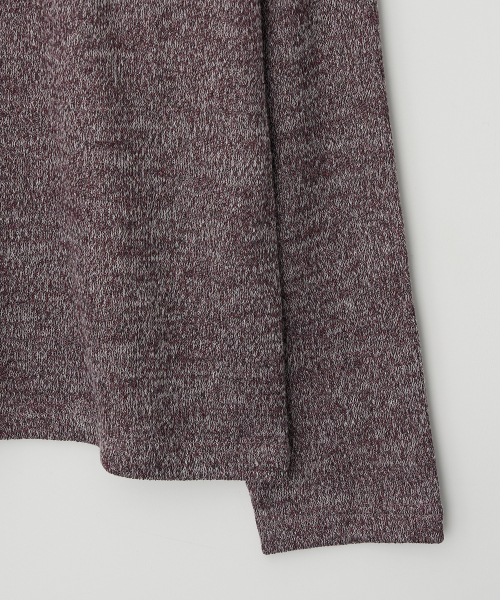 JN318 Herringbone Knit Pullover - WINE MELANGE