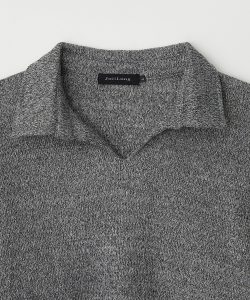 JN318 Herringbone Knit Pullover - DARK GREY MELANGE