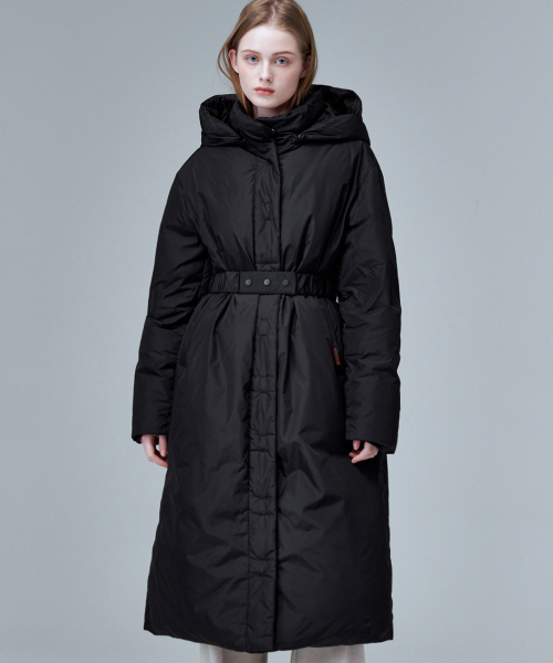 Тонкий длинный пуховик 6308 (Black)