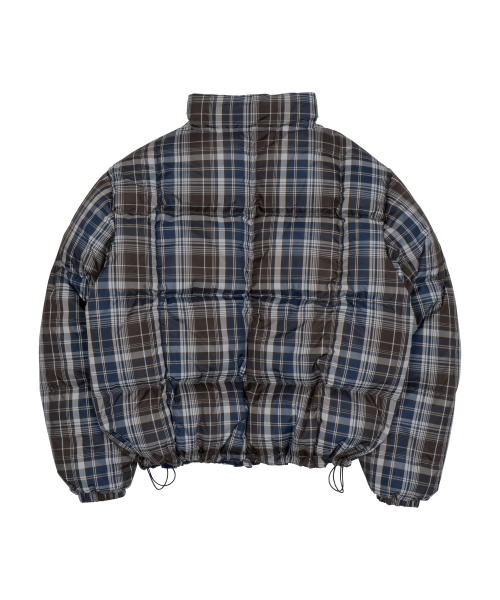 TCM mini logo check puffer jacket (navy)