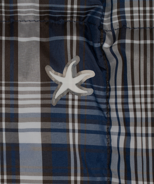 TCM mini logo check puffer jacket (navy)