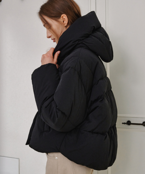 Укороченный пуховик с капюшоном 6313 (Black)