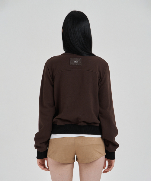 Brown Highneck jersey blouson