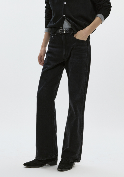 Bootcut Fit Denim Jeans- Washed Black