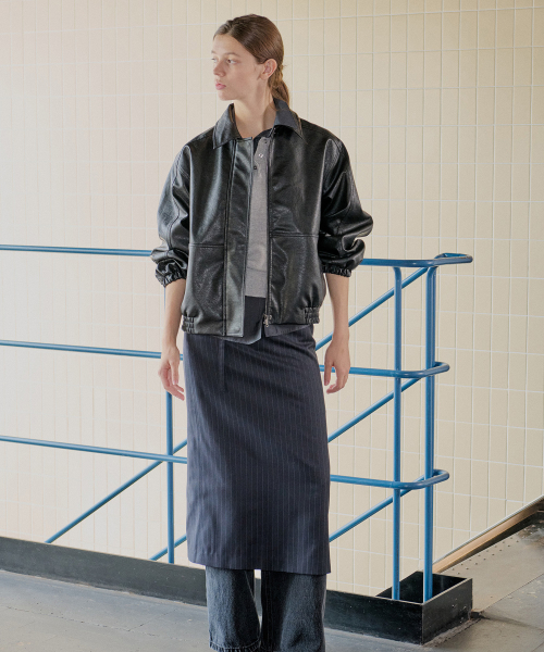 FAKE LEATHER BLOUSON JACKET_BLACK