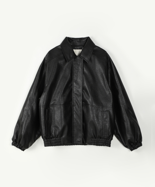 FAKE LEATHER BLOUSON JACKET_BLACK