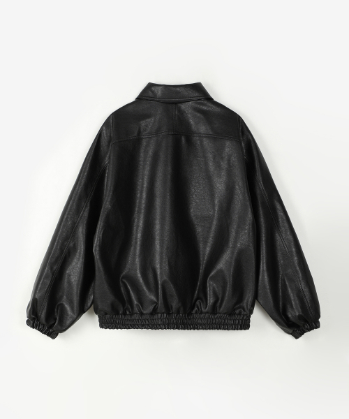FAKE LEATHER BLOUSON JACKET_BLACK