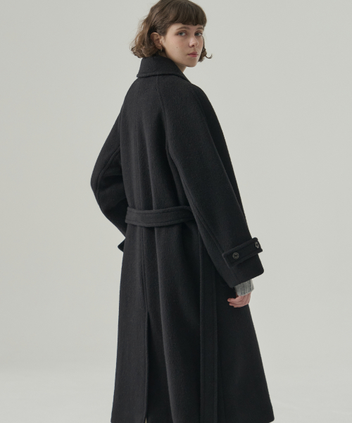 Длинное пальто бальмакаан из ангоры и шерсти (BLACK)