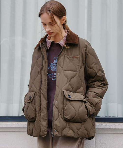 Стеганый пуховик 6314 (Khaki)