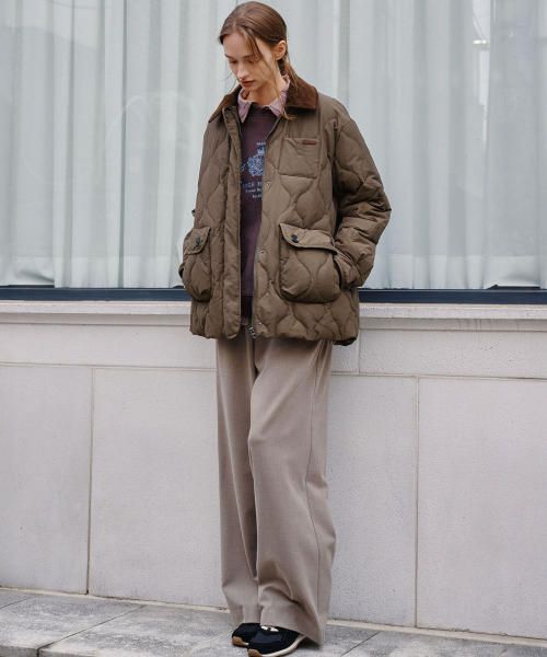 Стеганый пуховик 6314 (Khaki)