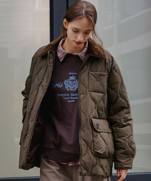 Стеганый пуховик 6314 (Khaki)