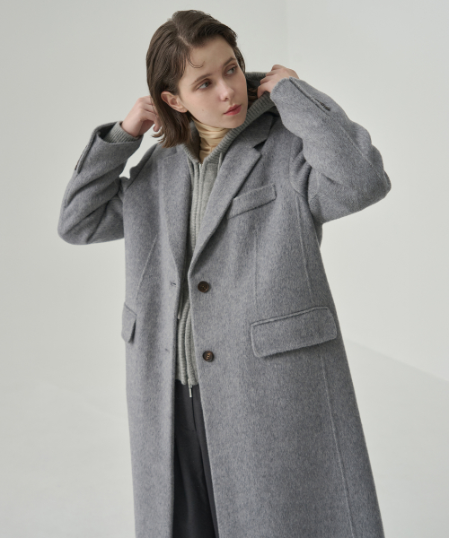 Длинное пальто ручной работы Rabbit Angora Wool [M.GREY]
