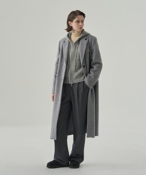 Длинное пальто ручной работы Rabbit Angora Wool [M.GREY]