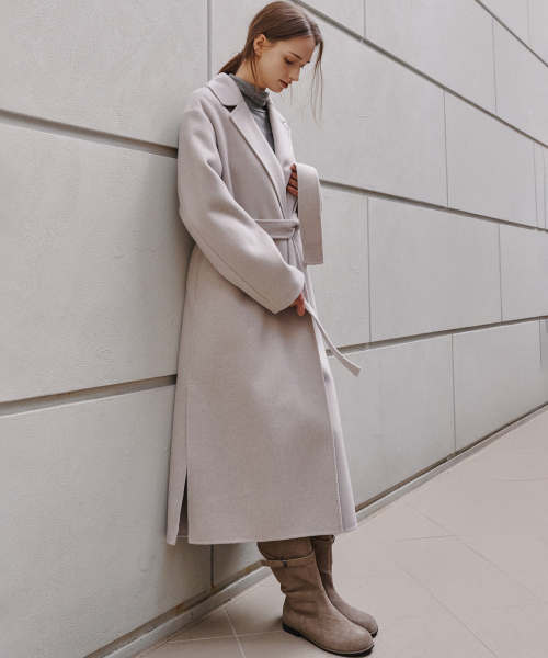 Длинное кашемировое пальто 6510 (Light Beige)