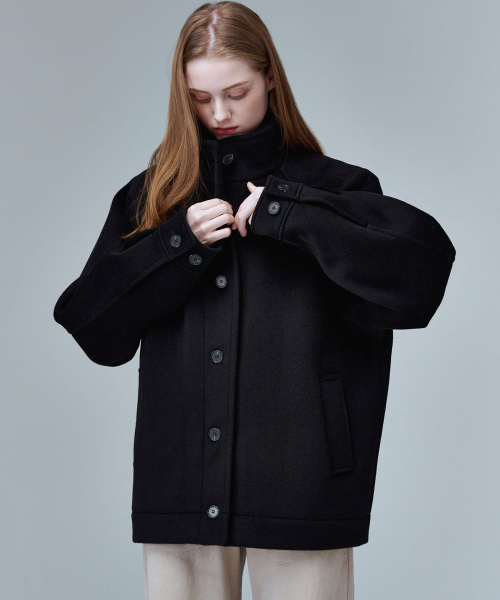 Полупальто-кокон 6511 из 100% шерсти (Black)