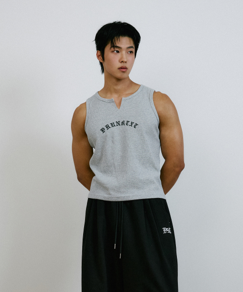 Vintage Waffle Tank Top Gray