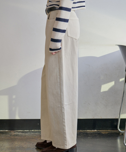 COLOR DYEING WIDE DENIM_L BEIGE