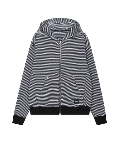 Stripe Zip-Up Hoodie Black