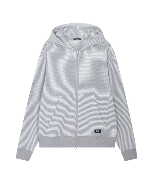 Stripe Zip-Up Hoodie Gray