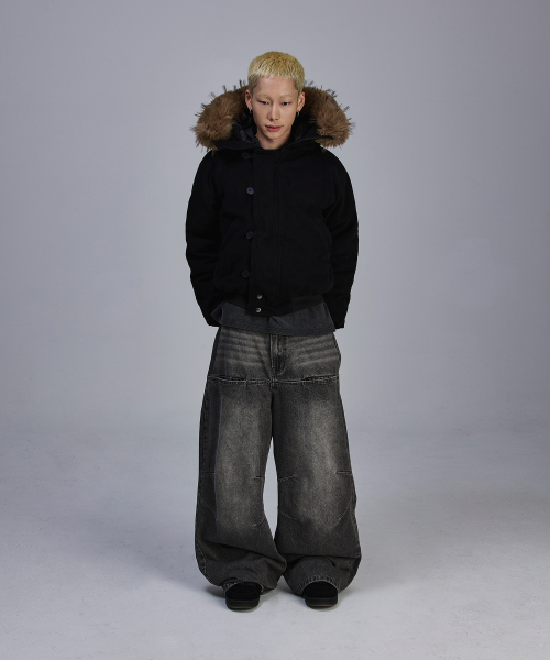 Vintage Washed N2B короткая куртка-пуховик [Black]