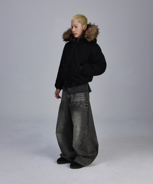 Vintage Washed N2B короткая куртка-пуховик [Black]