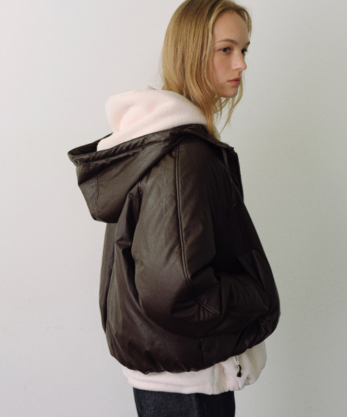 Faux кожа padded куртка