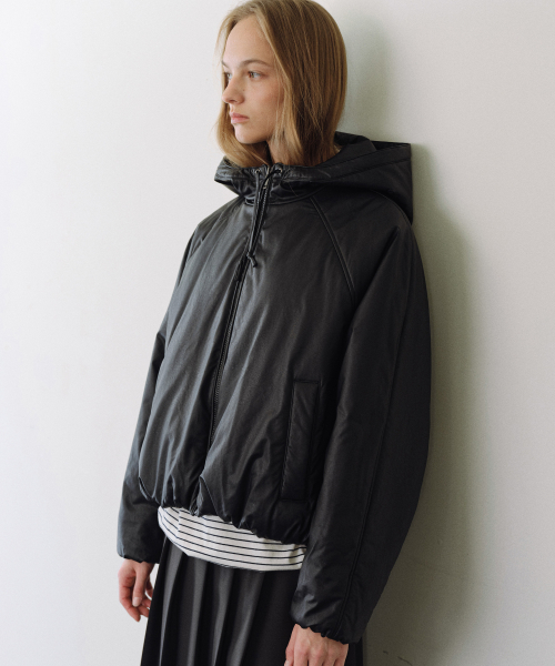Faux кожа padded куртка