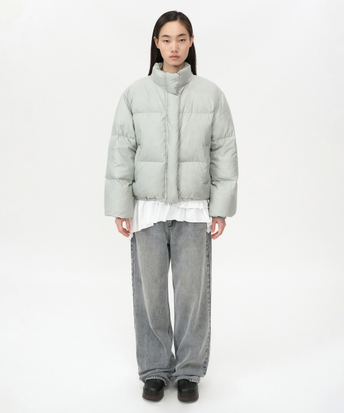 Базовый пуховик из рипстопа (гусиный пух) PALE GREEN