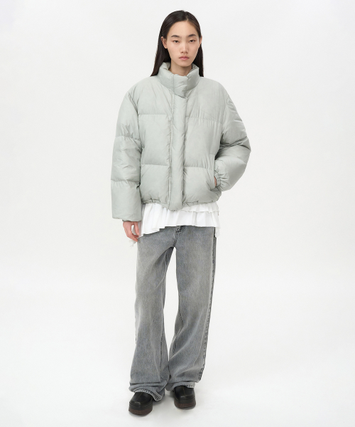 Базовый пуховик из рипстопа (гусиный пух) PALE GREEN