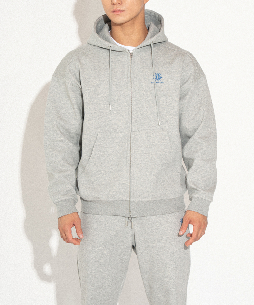Оверсайз худи на молнии signature.1 [Grey/Blue]