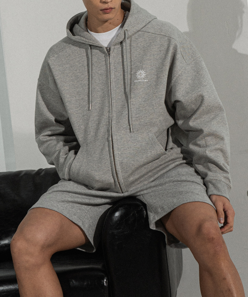 Оверсайз худи на молнии Signature.1 (Grey/White)