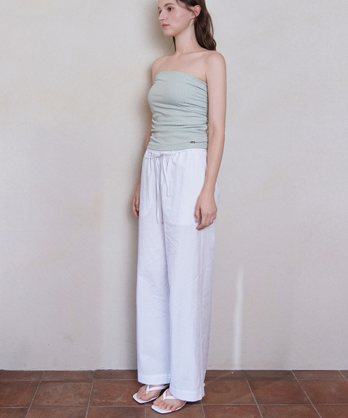 Хлопковые брюки на завязках (White)