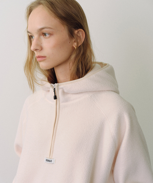 Fleece hoodie half zip-up