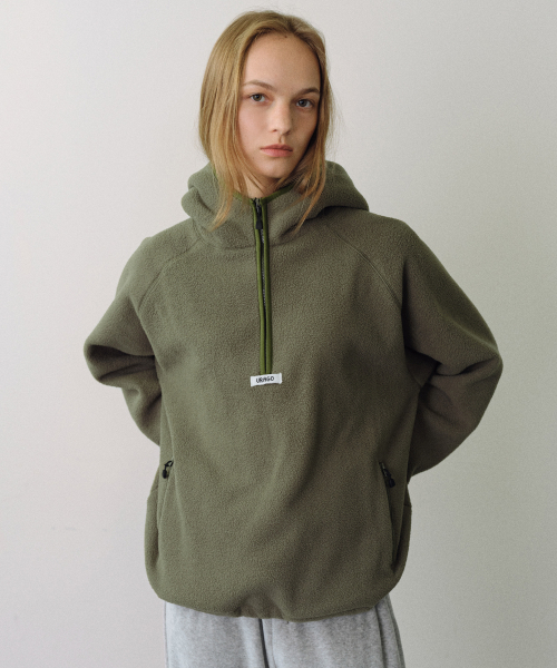 Fleece hoodie half zip-up