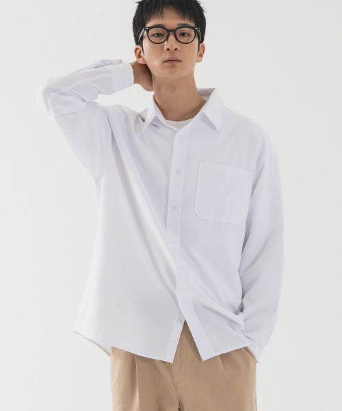 Однотонная оксфордская рубашка оверсайз (White)