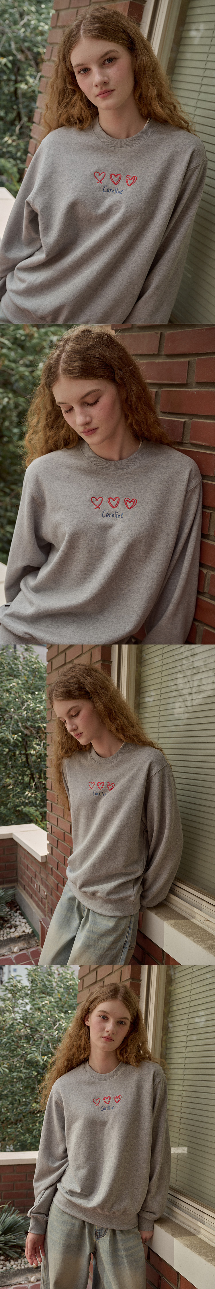 LINE EMBROIDERY SWEATSHIRT - 2 COLORS GREY