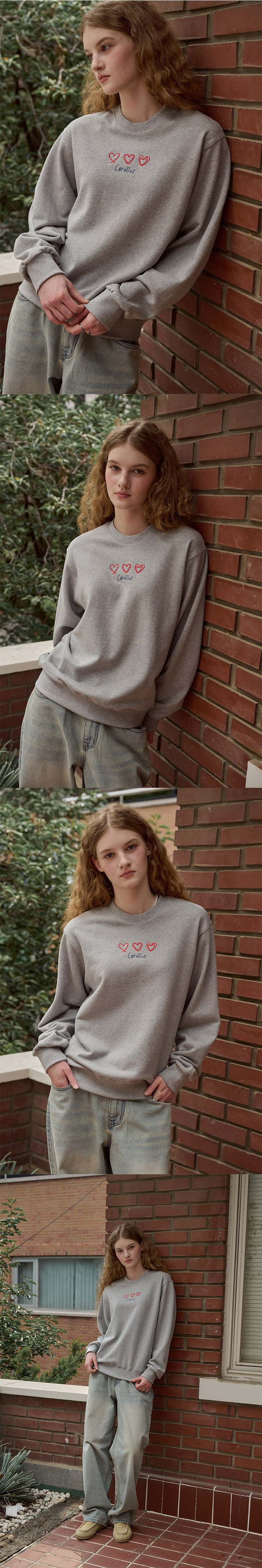 LINE EMBROIDERY SWEATSHIRT - 2 COLORS GREY