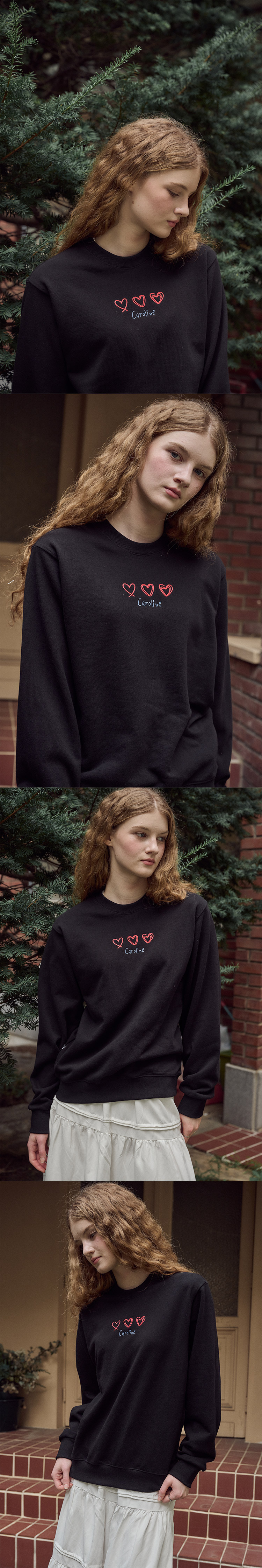 LINE EMBROIDERY SWEATSHIRT - 2 COLORS BLACK