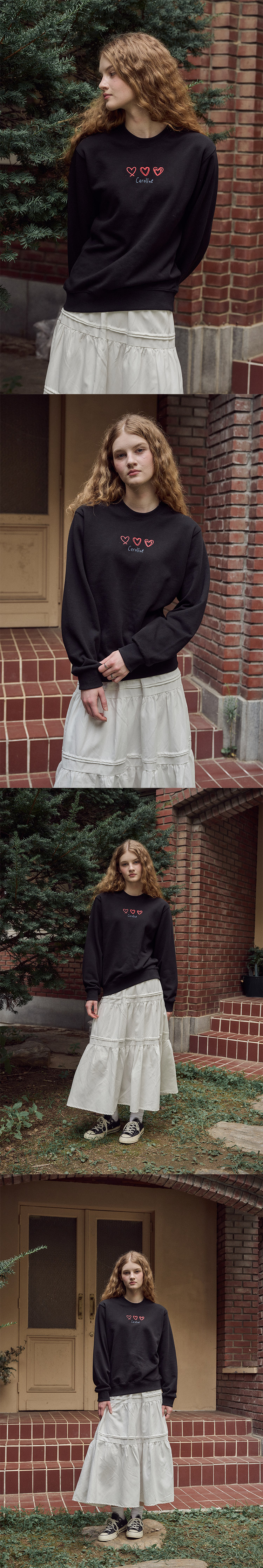 LINE EMBROIDERY SWEATSHIRT - 2 COLORS BLACK