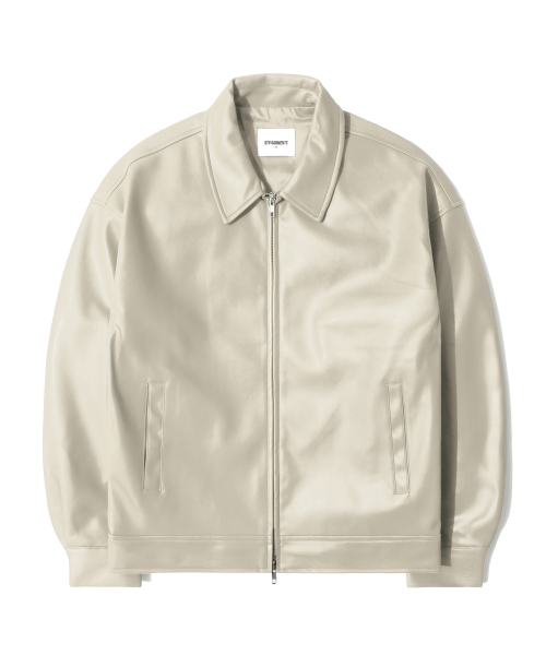 LB Synthetic Leather Single Jacket(Cream)