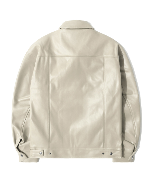 LB Synthetic Leather Single Jacket(Cream)