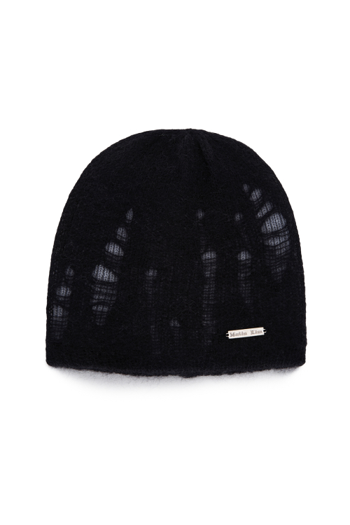 MUSINSA公式 | MATIN KIM VINTAGE LAYER KNIT BEANIE IN BLACK