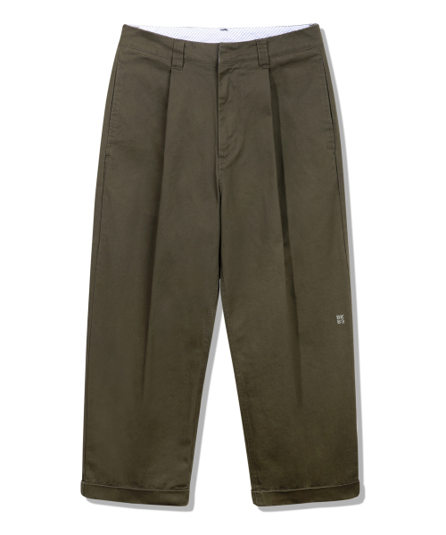 Чиносы с подворотами и вышивкой BK7822_khaki