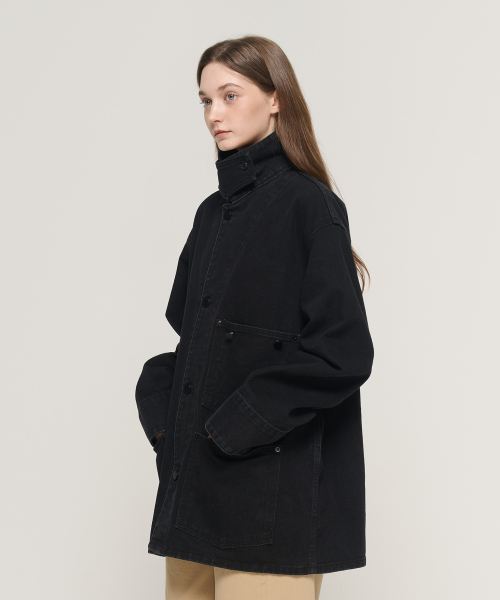 VINTAGE OVERSIZED DENIM WORK JACKET(BLACK)