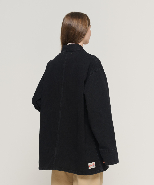 VINTAGE OVERSIZED DENIM WORK JACKET(BLACK)