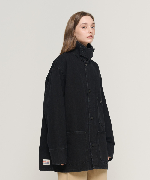 VINTAGE OVERSIZED DENIM WORK JACKET(BLACK)
