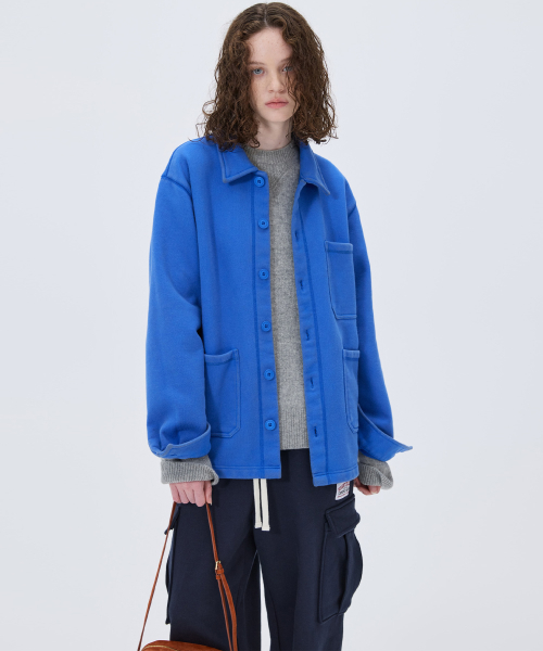 WASHED HEAVYWEIGHT FRENCH JACKET BLUE