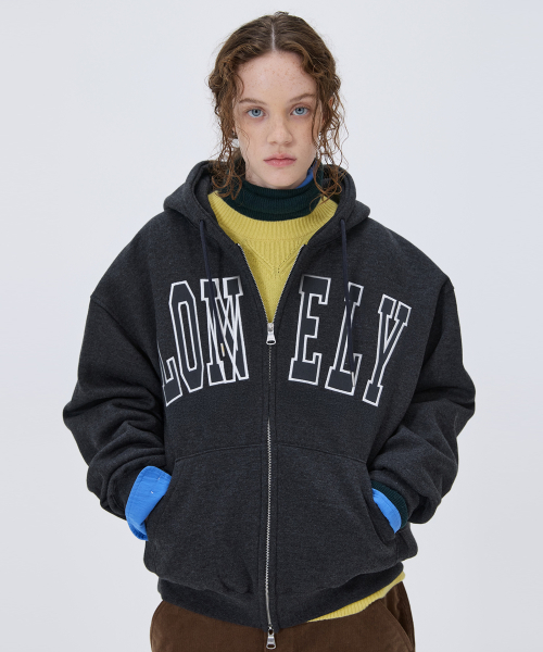 LONELY/LOVELY FLUFF HOODIE ZIP-UP CHARCOAL